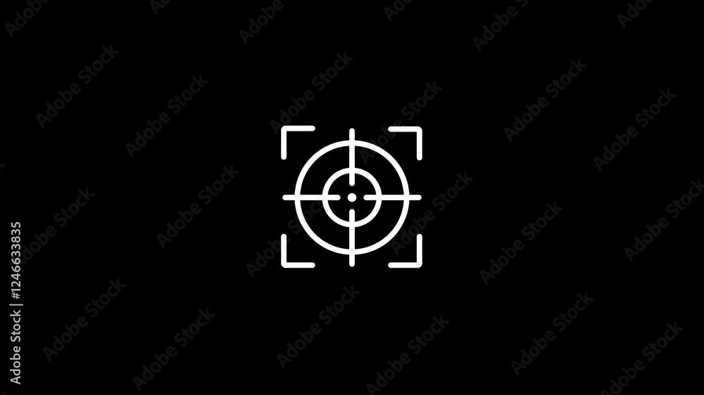 Aim Target icon symbol animation.Target outline icon. thin line sniper crossbars bold icon animation. simple camera viewfinder icon. Aim Target icon symbol animation.Target outline icon. thin line sniper crossbars bold icon animation. simple camera viewfinder icon.