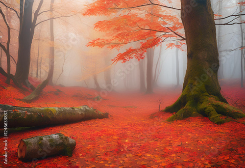 high-resolution autumn landscape with fallen leaves

