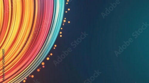 Minimal neoninspired fiber optic arcs floating elegantly in space photo