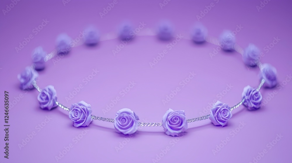 Obraz premium Delicate Lavender Rose Necklace on Soft Purple Background