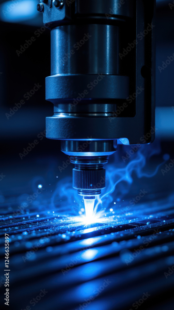 High-tech manufacturing process with sparks flying. High-tech manufacturing process with sparks flying.