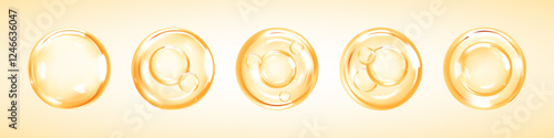 Transparent liquid cosmetic oil or essence drops. Collagen skin serum. Skincare product. Concept skin care cosmetics solution