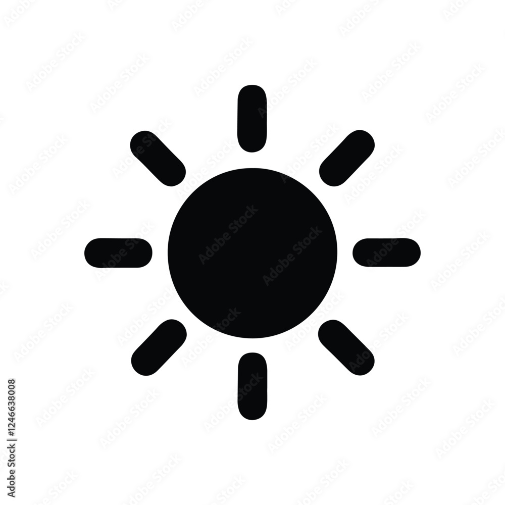 Sun icon. Black Sun icon on white background. Vector illustration Sun icon. Black Sun icon on white background. Vector illustration