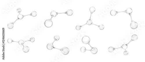 3D molecules or atoms models. 3d abstract molecular structures isolated on white background. Vector illustration