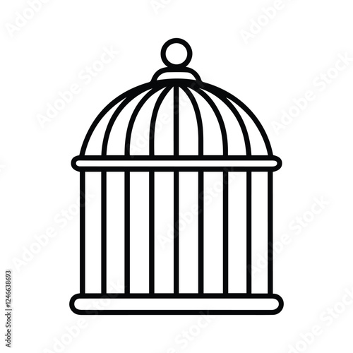 Birdcage icon. Black birdcage outline vector illustration isolated on white background