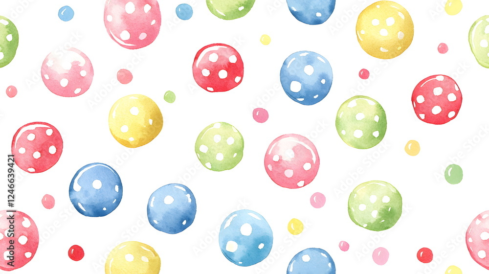 Colorful polka dots scattered on a bright white background in a playful pattern design Colorful polka dots scattered on a bright white background in a playful pattern design