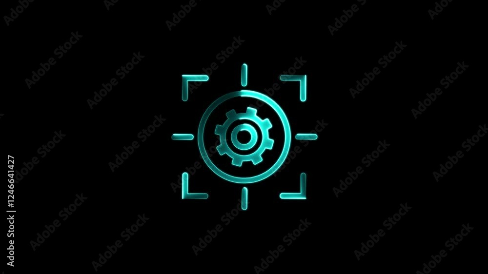 Glowing neon Calibrate Icon, Precision and Measurement Symbol.Target line icon. Goal settings.Focus line icon.Setting gear computing line icon motion graphic animation. Glowing neon Calibrate Icon, Precision and Measurement Symbol.Target line icon. Goal settings.Focus line icon.Setting gear computing line icon motion graphic animation.
