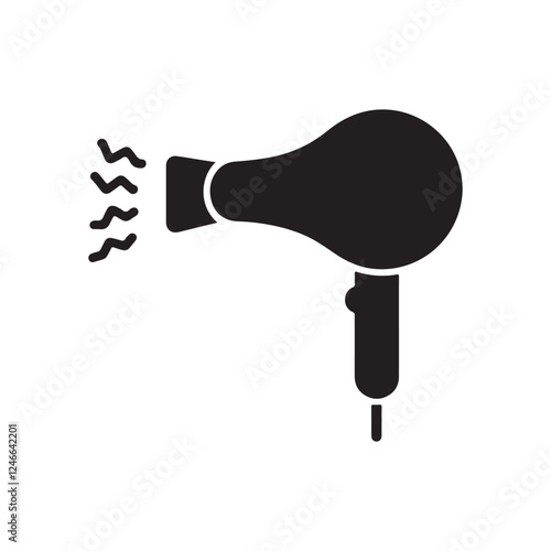 Hair dryer icon. Black Hair dryer silhouette vector illustration isolated on white background.