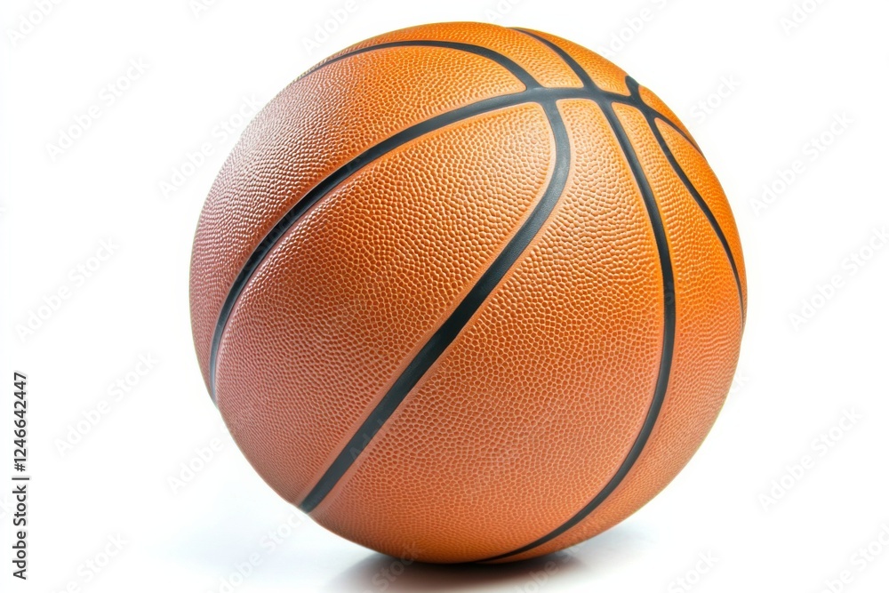 Fototapeta premium Professional basketball isolated on white background showcasing sharp details and realistic lighting in studio setting