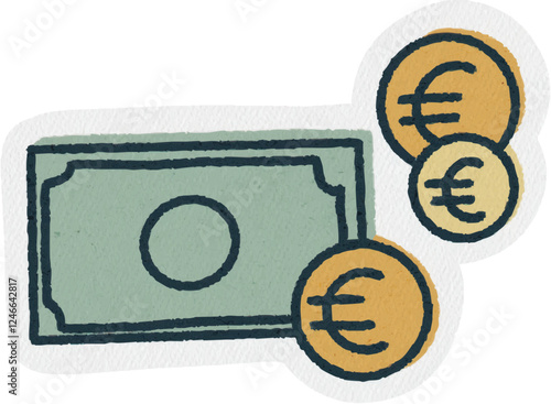 Icône dessin logo argent billet pièces monnaie