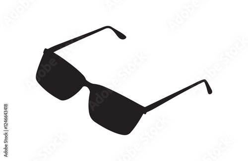 Sunglasses icon. Black Sunglasses silhouette vector illustration isolated on white background.