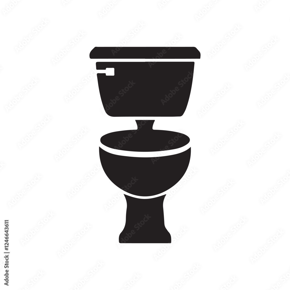 Toilet icon. Black Toilet silhouette vector illustration isolated on white background. Toilet icon. Black Toilet silhouette vector illustration isolated on white background.