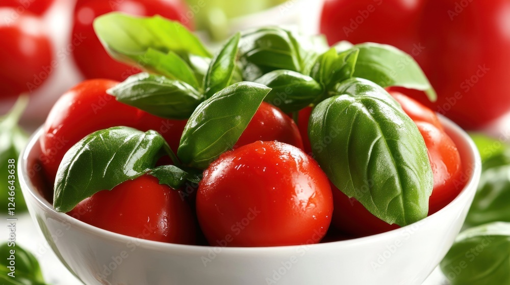 Fresh Tomatoes and Basil in a Bowl: A Culinary Delight
