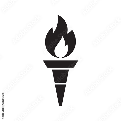 Torch icon. Black Torch silhouette vector illustration isolated on white background.