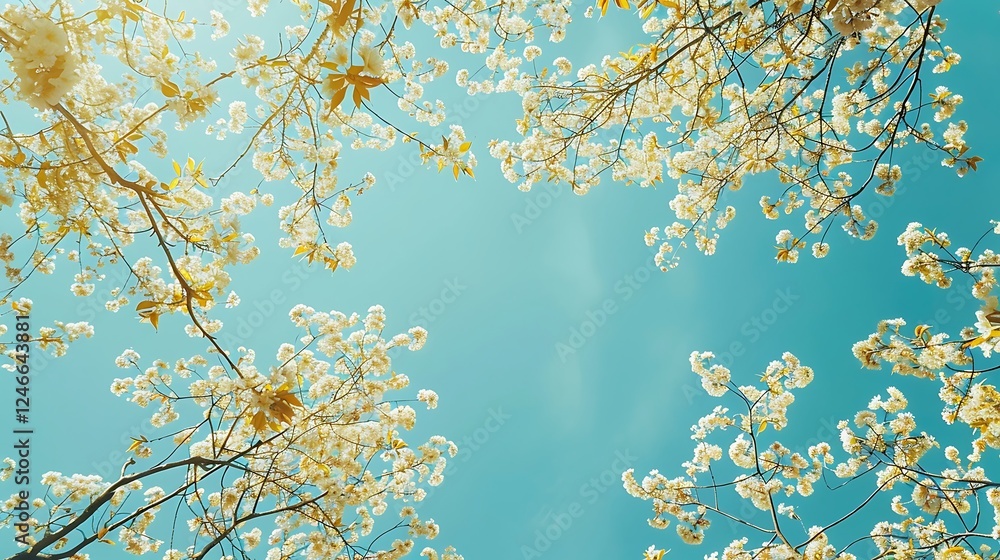 Magnolia flowers on a background of blue sky with sun rays. Magnolia flowers on a background of blue sky with sun rays.
