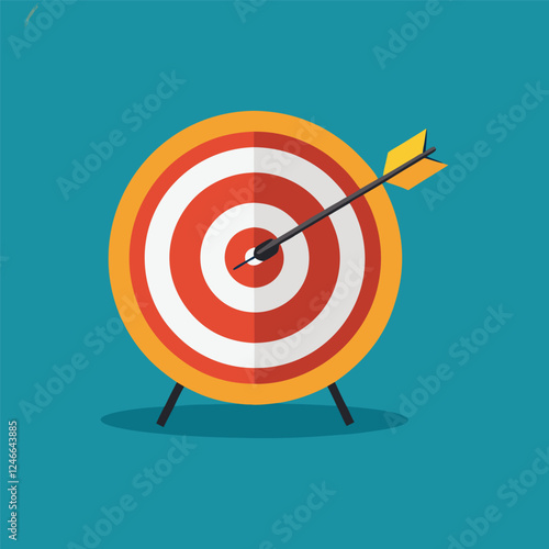 archery target with arrow in bullseye goal achieve.eps