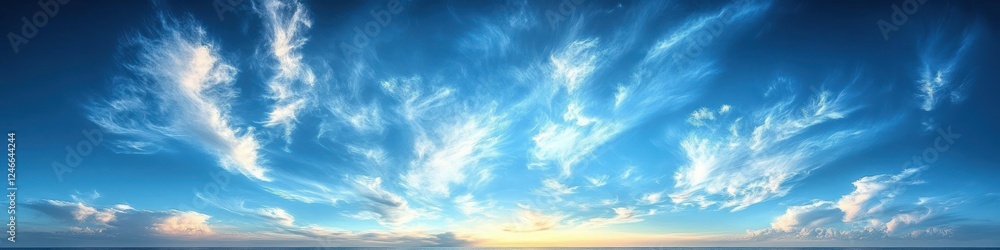 Obraz premium Tranquil Blue Sky and Fluffy White Clouds in a Scenic Panorama