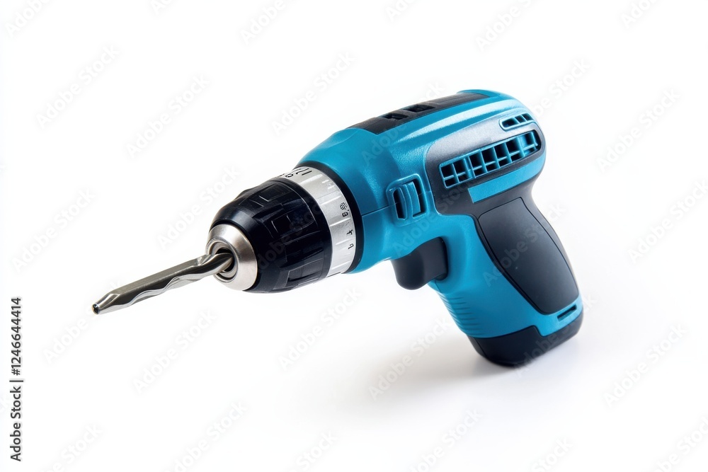 Professional cordless screwdriver isolated on a clean white background for high-quality product display Professional cordless screwdriver isolated on a clean white background for high-quality product display