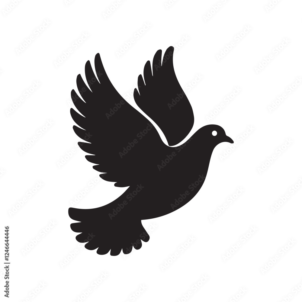 Silhouette of a bird in flight, conveying freedom. Silhouette of a bird in flight, conveying freedom.