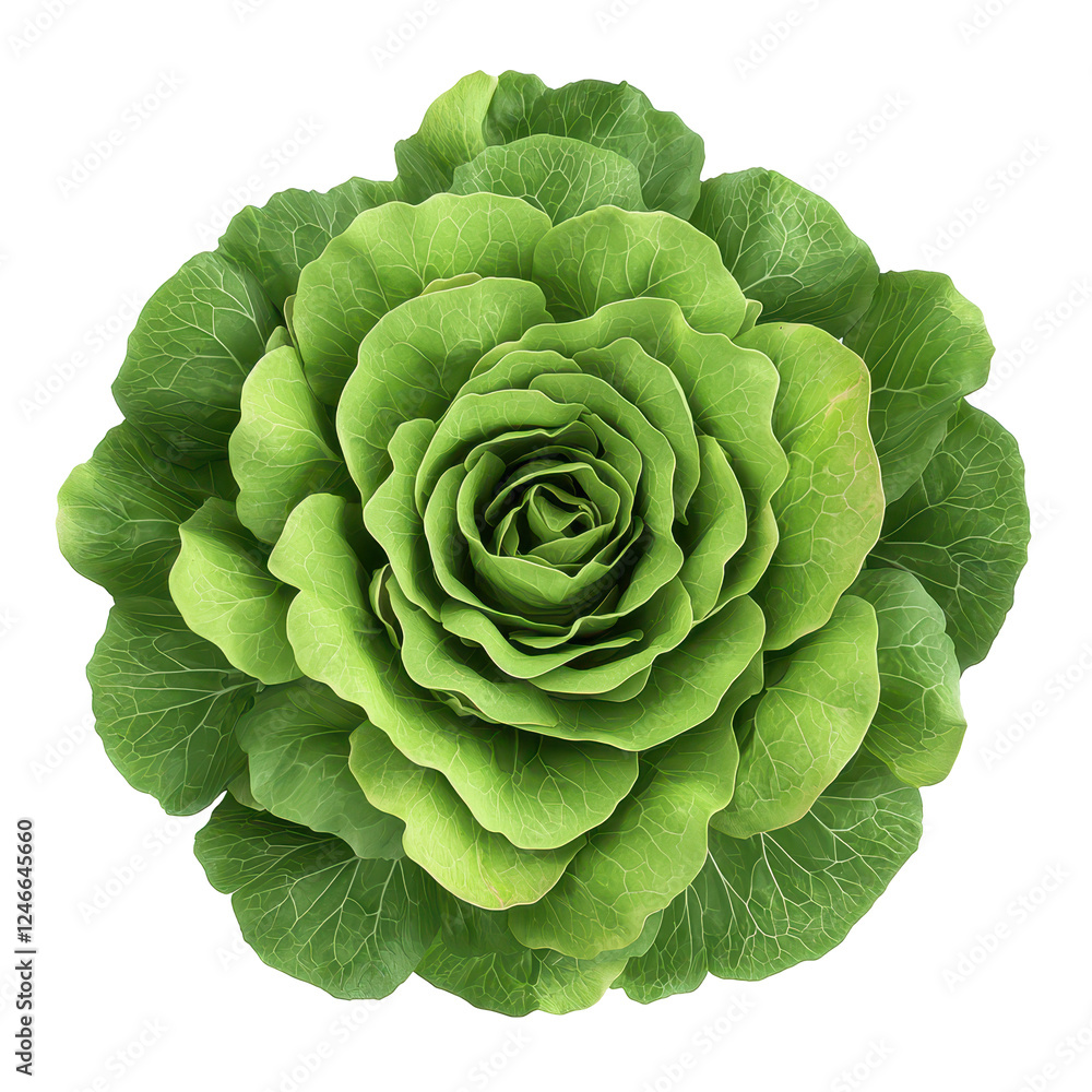 Obraz premium Fresh green lettuce with vibrant leaves and intricate layers
