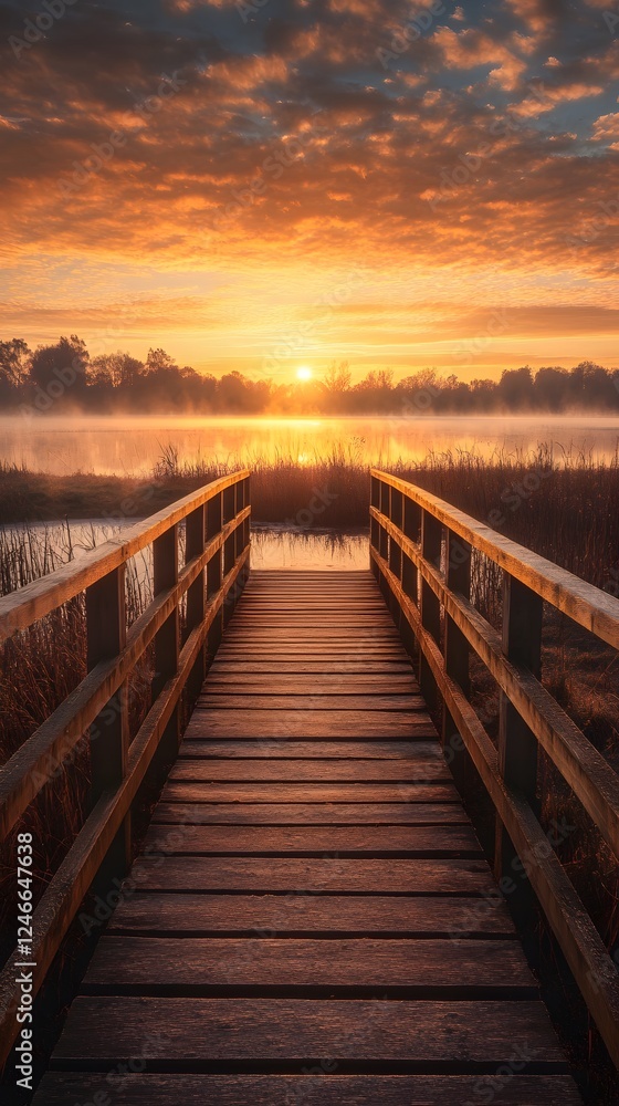 A wooden bridge leading to the sunrise over an open field, symbolizing hope and new beginnings
A wooden bridge leading to the sunrise over an open field, symbolizing hope and new beginnings
