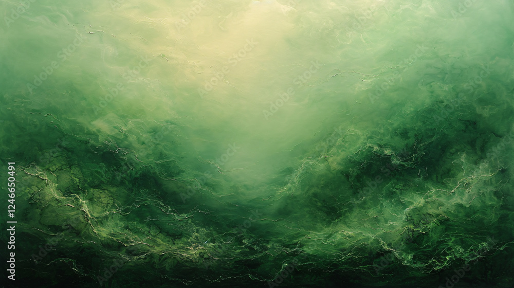 Fototapeta premium Ethereal Emerald Green Energy Nebula Cosmos Dreamscape Painting Visual Texture Background Design Element