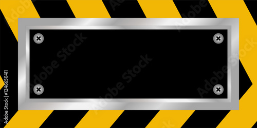 Black yellow construction background. Free copyspace area design. Template for banner, poster, social media, web.