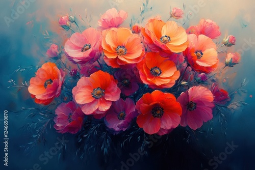 Wallpaper Mural Vibrant Impressionist Bouquet of Flowers with Soft Petals and Pastel Colors in Dreamy Atmosphere Torontodigital.ca