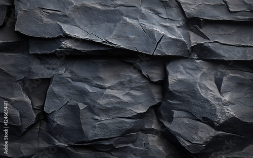 Wallpaper Mural Layered dark rock texture featuring sharp edges and a rugged surface ideal for industrial and modern design applications Torontodigital.ca