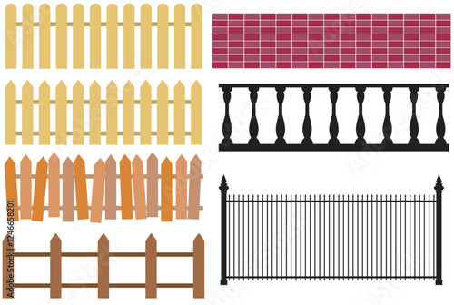 
"A collection of various fence and barrier vector illustrations, perfect for architectural designs, farm landscapes, property boundaries, and decorative elements."
