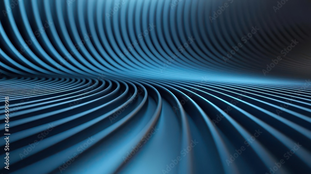 Fototapeta premium Lowdrag airflow structure forming a smooth, digital arc