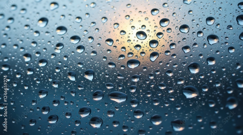 Nature's Beauty Displayed Through Transparent Water Droplets on a Window Nature's Beauty Displayed Through Transparent Water Droplets on a Window