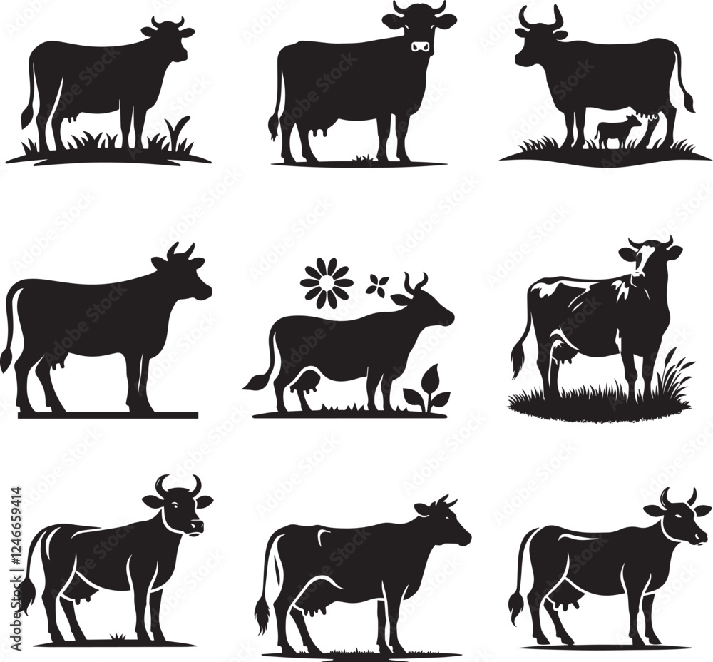 Cow farm animals collection vector Cow farm animals collection vector