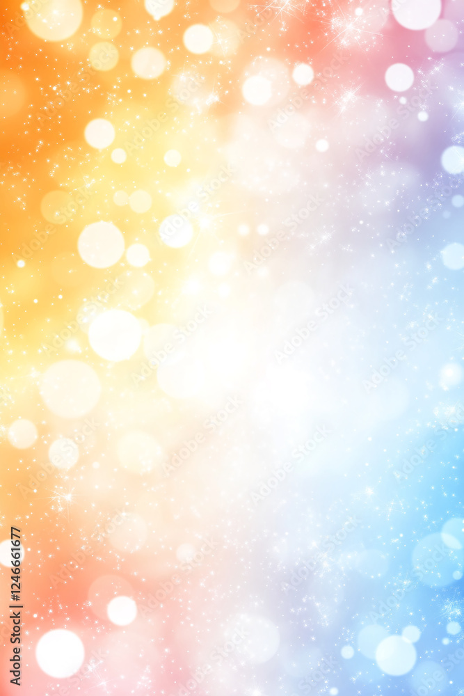 Soft bokeh effect with colorful lights and sparkles on a gradient background