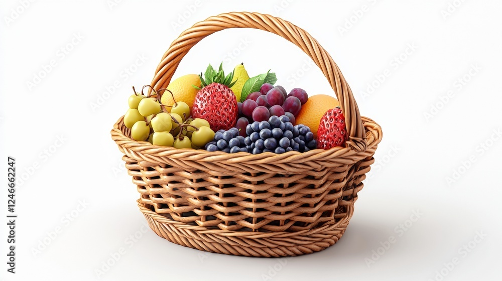 Colorful Fruit Basket with Teardrop Shaped Background in Bright and Vibrant Colors for Creative Projects Colorful Fruit Basket with Teardrop Shaped Background in Bright and Vibrant Colors for Creative Projects