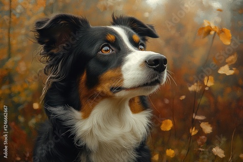 Close-up Portrait of a Lively Brown Border Collie Looking Up and Begging for Food