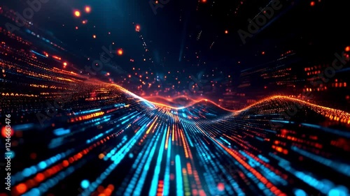 Dynamic Data Stream: Abstract Digital Flow Animation Background - 4K Seamless Loop