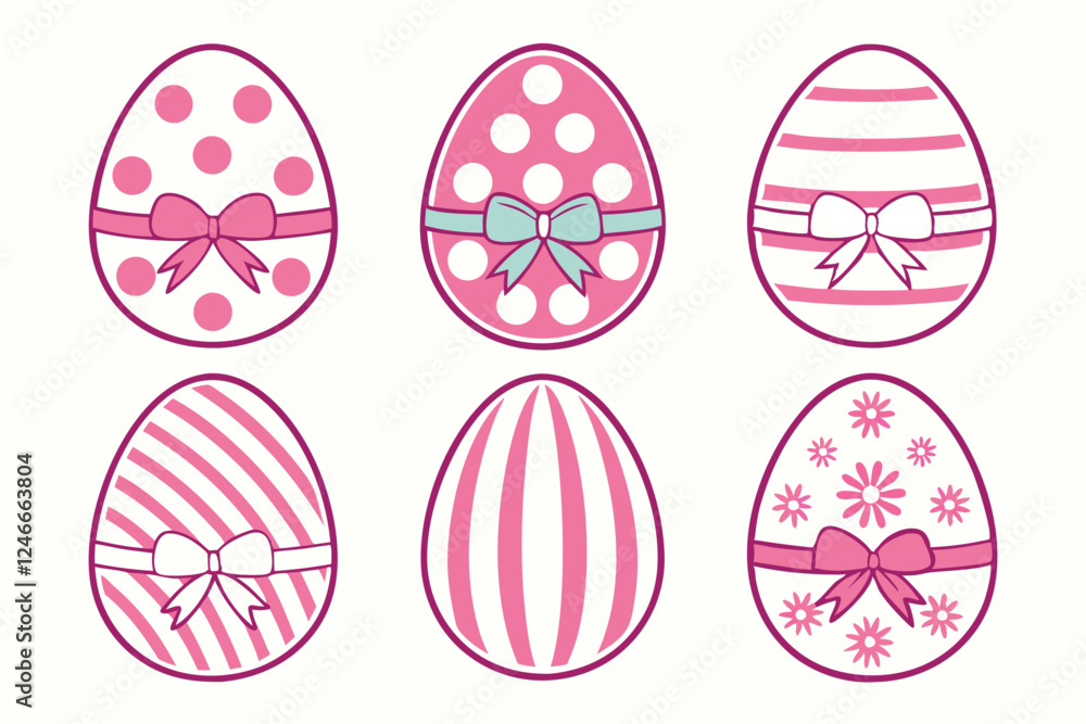 A Bundle of Cute Egg with ribbon vector cartoon illustration Easter day A Bundle of Cute Egg with ribbon vector cartoon illustration Easter day