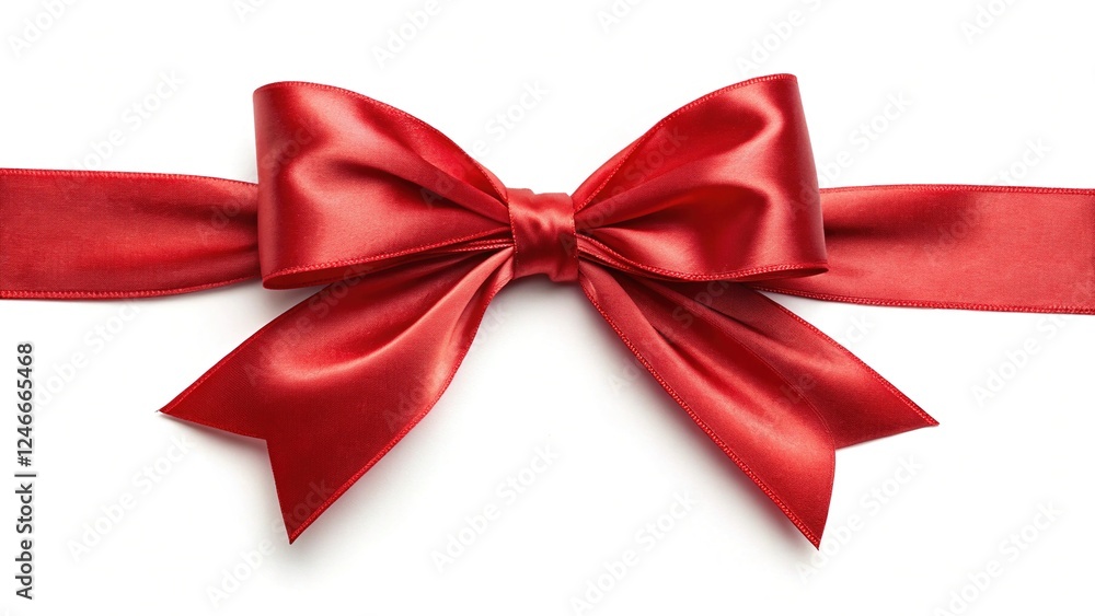 Close-up of a Red Satin Ribbon Bow with a Smooth Texture Close-up of a Red Satin Ribbon Bow with a Smooth Texture