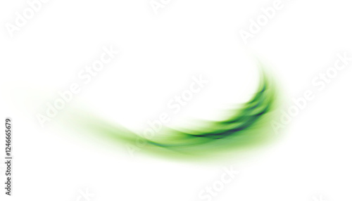 Green air flow effect. Bright green swirl isolated on white background PNG, vector abstract illustration for advertising, drinks, food and cosmetics.