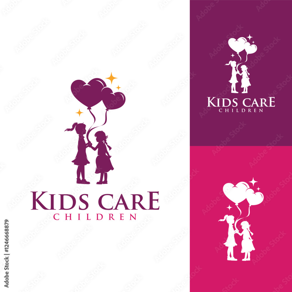 Kids Care logo designs vector Kids Care logo designs vector