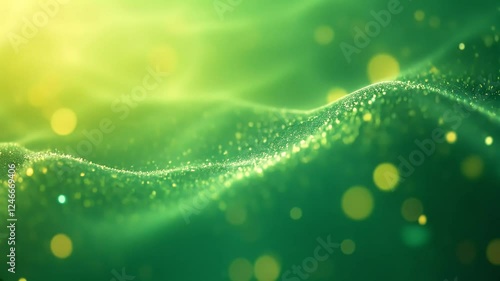 Emerald Green Abstract Background Animation with Glimmering Particles and Soft Focus Bokeh