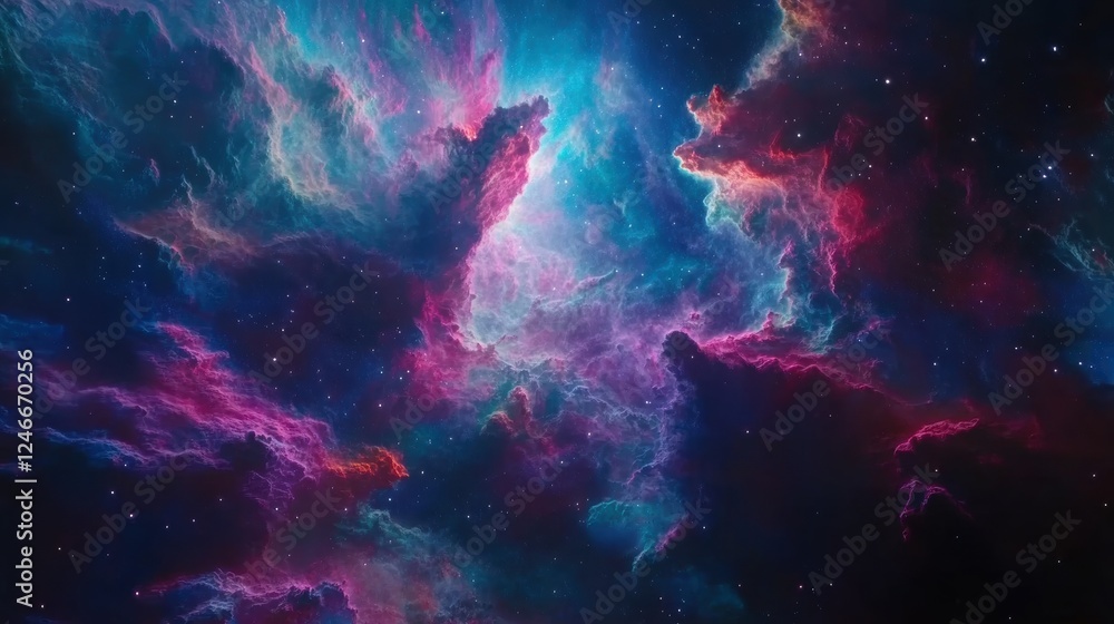 Stunning Colorful Nebula in Deep Space with Stars and Clouds Stunning Colorful Nebula in Deep Space with Stars and Clouds