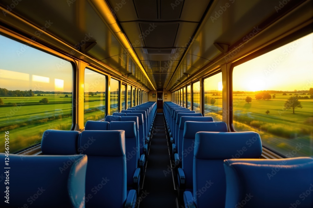 Train Interior Sunset View Train Interior Sunset View