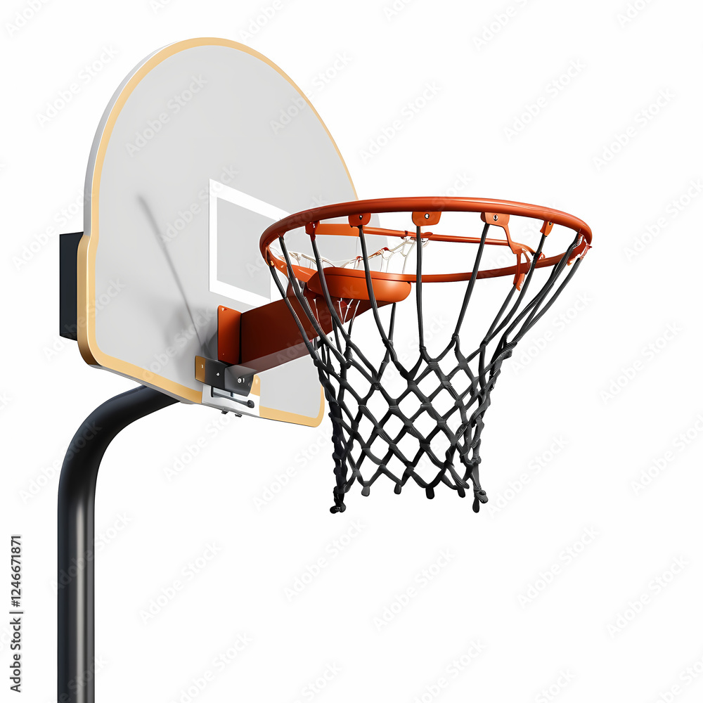 Basketball hoop with a net and a basketball goal on a white background Basketball hoop with a net and a basketball goal on a white background