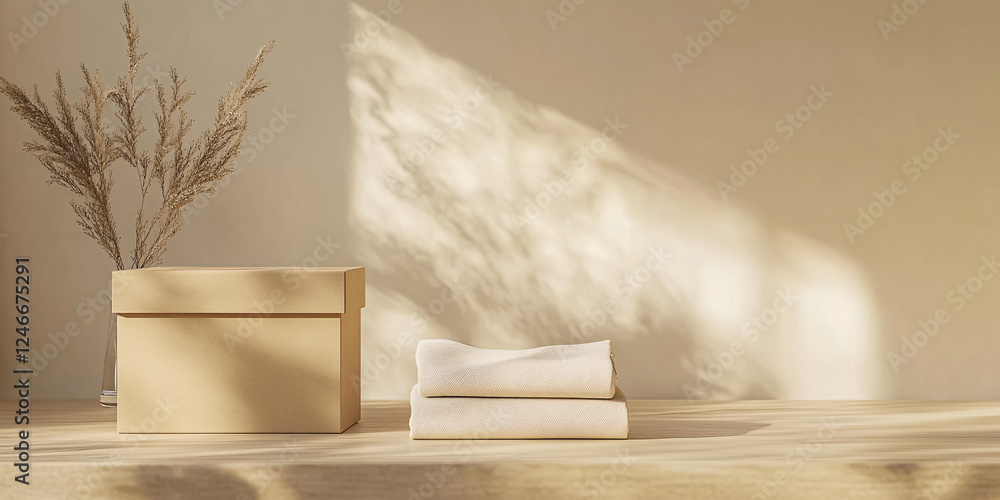 Minimalist Beige Donation Box with Natural Fabric and Pampas Grass Minimalist Beige Donation Box with Natural Fabric and Pampas Grass