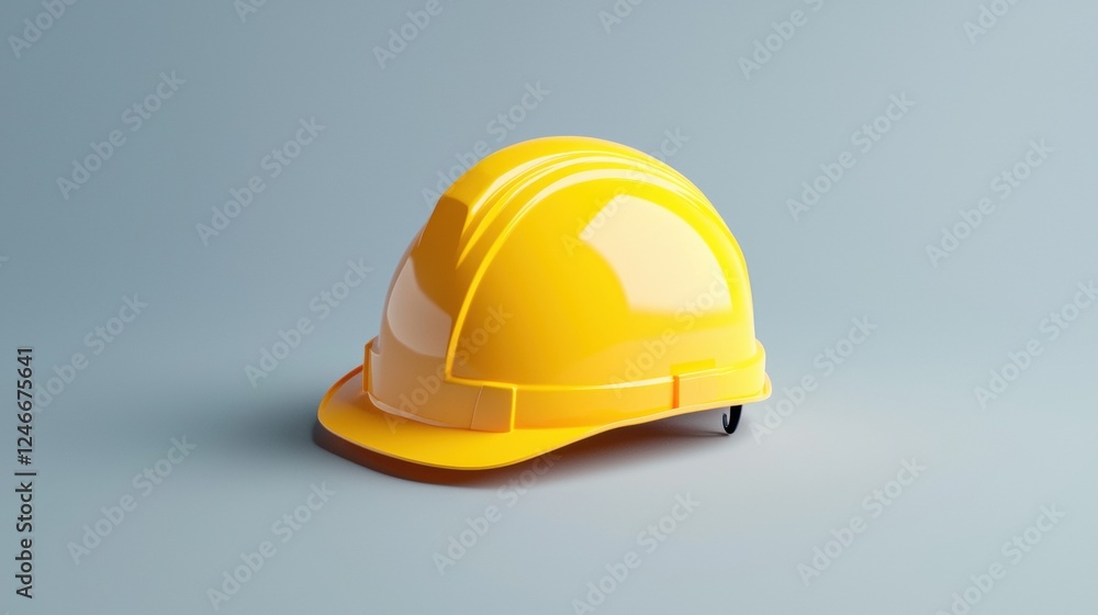Fototapeta premium Bright yellow construction helmet on a minimalist background