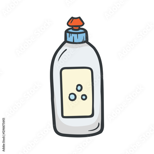 A can of dish detergent. Bright vector illustration isolated on white background for children's book, sticker, posterWeb