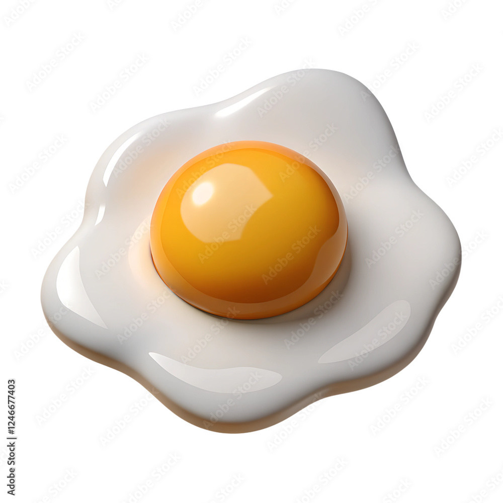 3D icon of a fried egg, isolated on a transparent background . 3D icon of a fried egg, isolated on a transparent background .