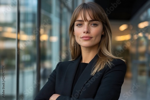 A confident businesswoman stands poised in a modern office space, reflecting professionalism, ambition, and leadership in the corporate world of today. Free Download A confident businesswoman stands poised in a modern office space, reflecting professionalism, ambition, and leadership in the corporate world of today. - GFXLoad